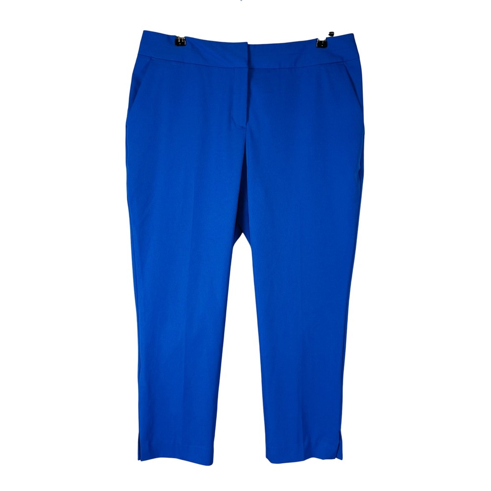 Worthington Womans Sz 14 Dress Pants Blue Split Ankle Straight Fit Career